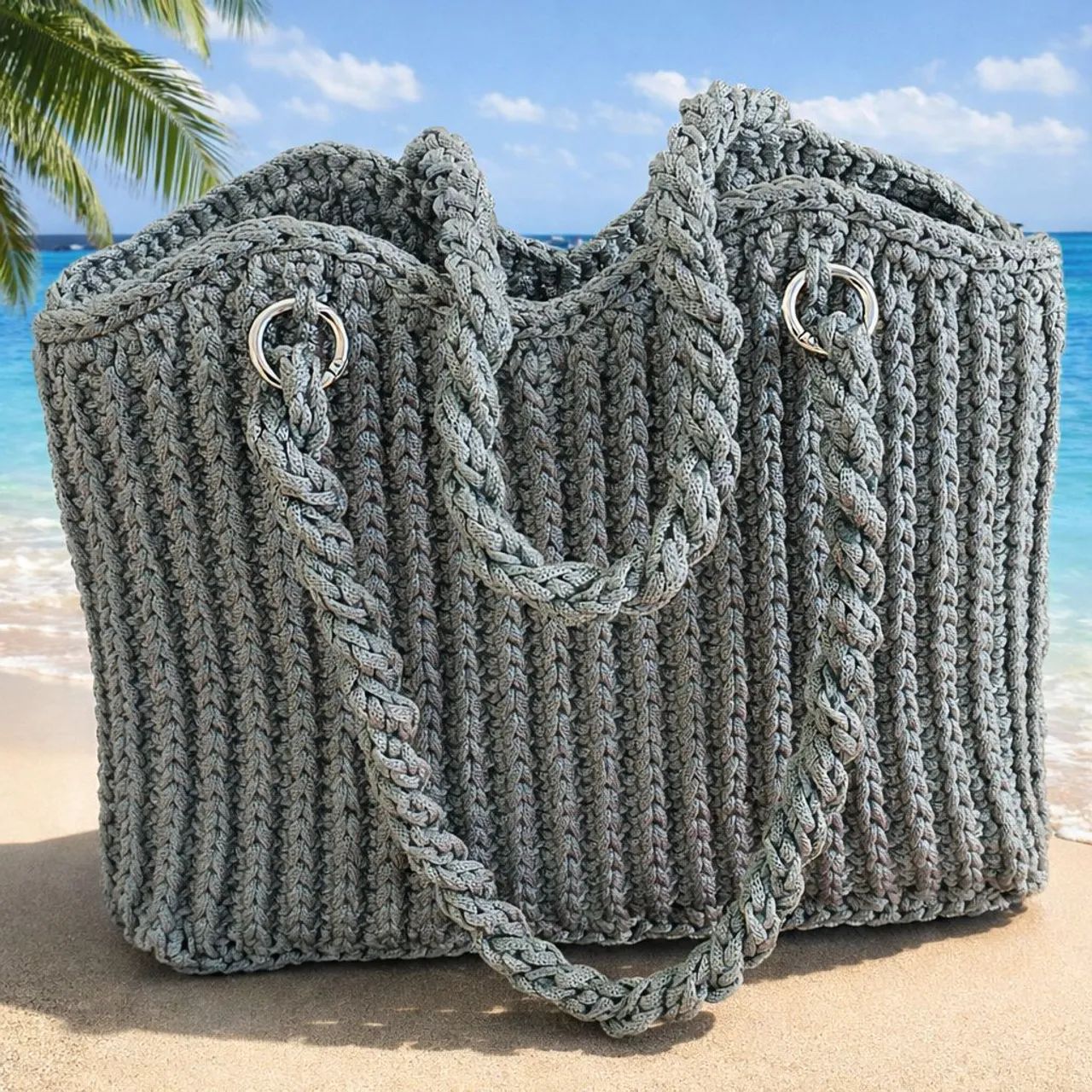 Bolsa crochê moda praia  - Foto 3