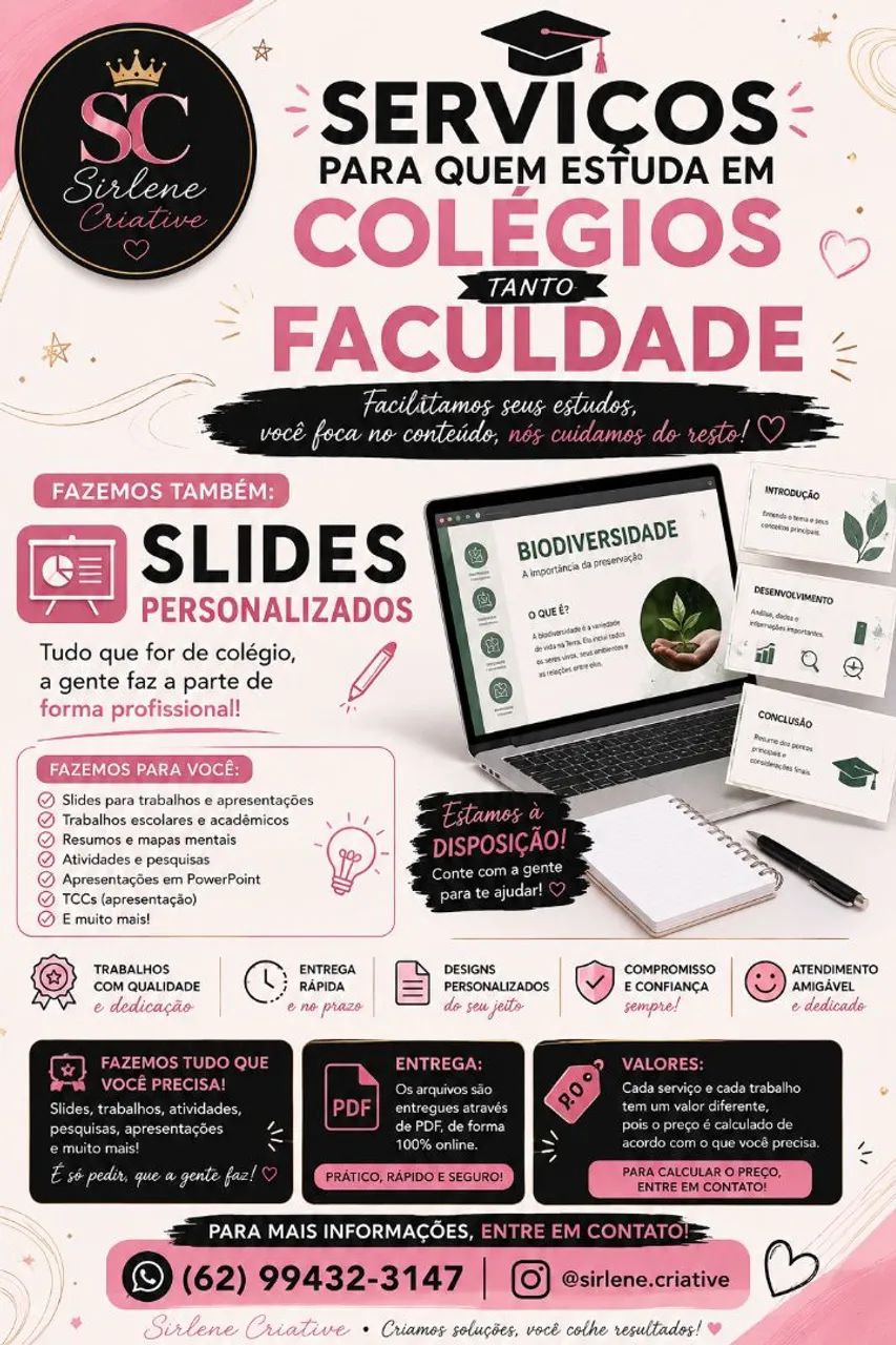 SLIDES PERSONALIZADOS + TRABALHOS ESCOLARES 