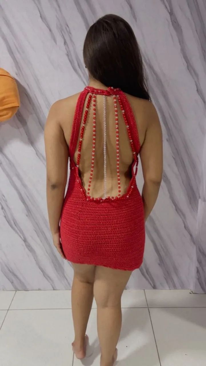Vestido crochê vermelho  - Foto 2
