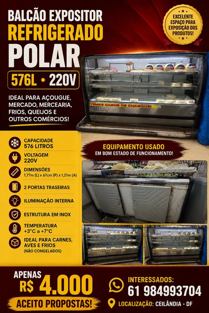 Balcão Expositor Refrigerado Polar 576L 220V - 1,77m