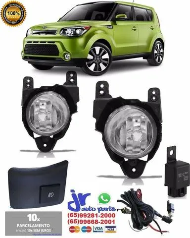 Kit Farol de Milha Auxiliar Soul 2009 2010 2011 Botao modelo original