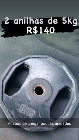 Anilhas de 2 e 5kg em ótimo estado