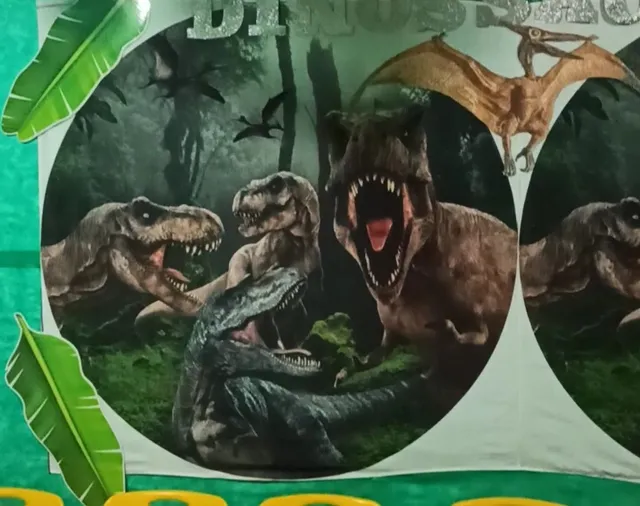 Painel de Festa em Tecido - Jurassic World Rex Dinossauro - Via