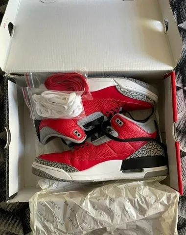 Tênis Air Jordan 3 Red Cement 100% Original - Foto 3