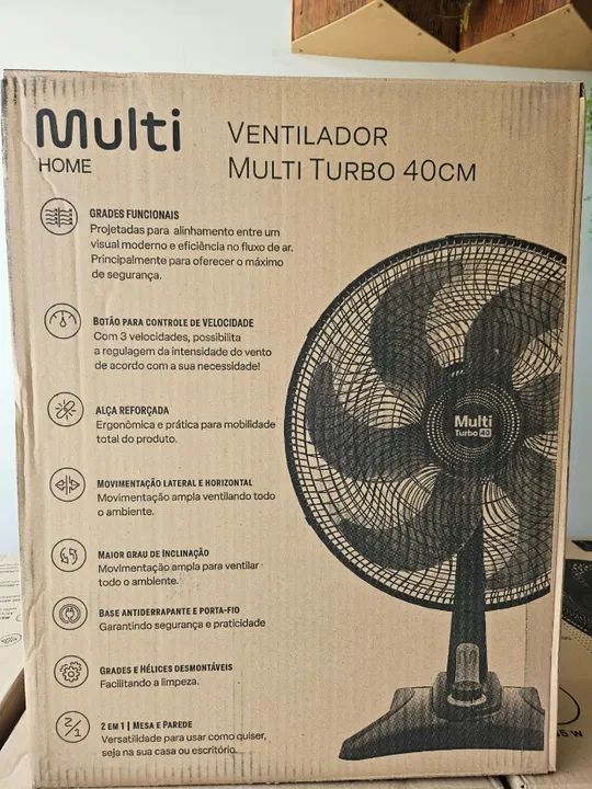Ventilador 40cm Multi Turbo 40 -127v- Potência 135w Preto Multilaser - Foto 4