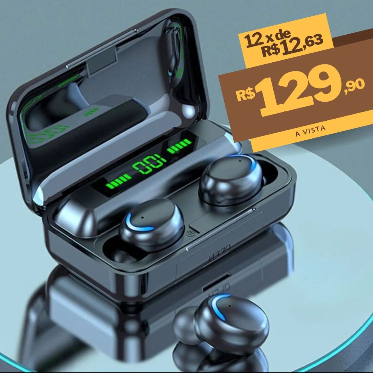 Fone de Ouvido Bluetooth TWS com Caixa de Carregamento