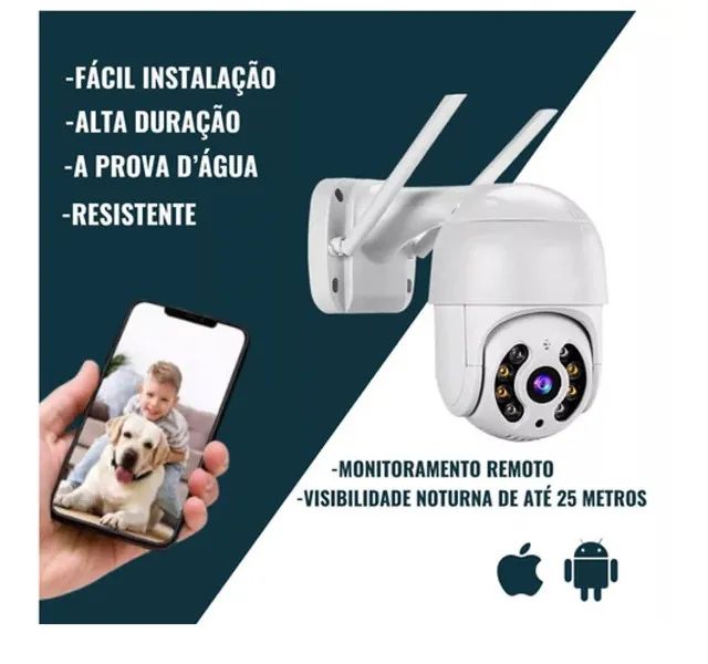 Câmera IP Wifi Inteligente Externa Prova D'água Infravermelho HD 1080P Branca - Foto 5