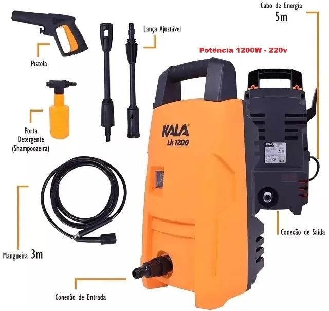 Lavadora Alta Pressão da Kala 1200W 1305psi Lavar Carro Terraço Hidro Lavadora 220V - Foto 2