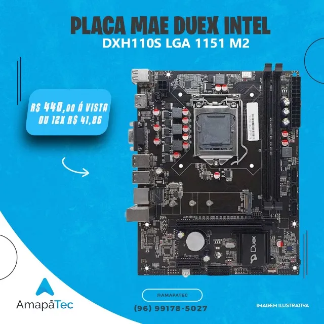 Placa Mãe Duex DXH110S M2 Chipset H110 Intel Lga 1151 Matx Ddr4