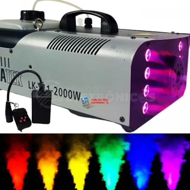 Maquina Fumaça 2000w 8 Leds Luz Rgb Profissional Projetor