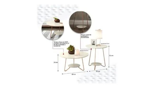 Mesa Lateral e Mesa de Centro Pé Metal Linha Retrô. Produtos Novos Direto da Fábrica! - Foto 4