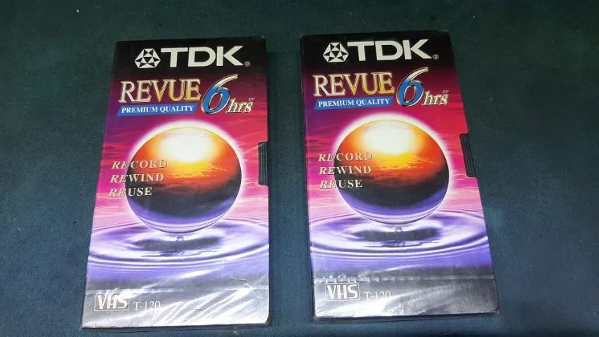 Fita VHS TDK T-120 Revue 6hrs (Virgem/Regravável) (NOVA LACRADA)