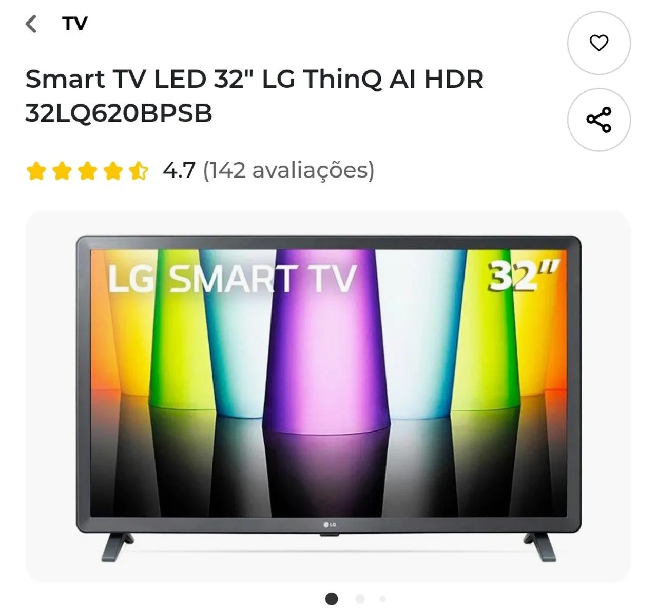 Smart TV LG 32" HD webOS ThinQ AI