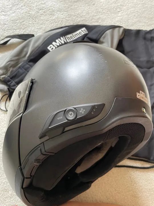 capacete bmw system 6 , escamoteável com intercomunicador, viseira dupla fumê, preto - Foto 3