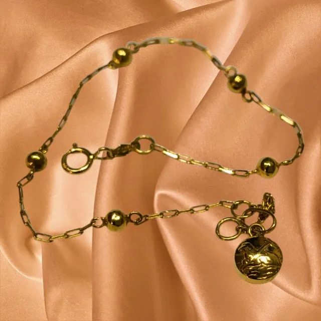 Pulseira de Ouro Amarelo (Infantil) com Pingente - Foto 4