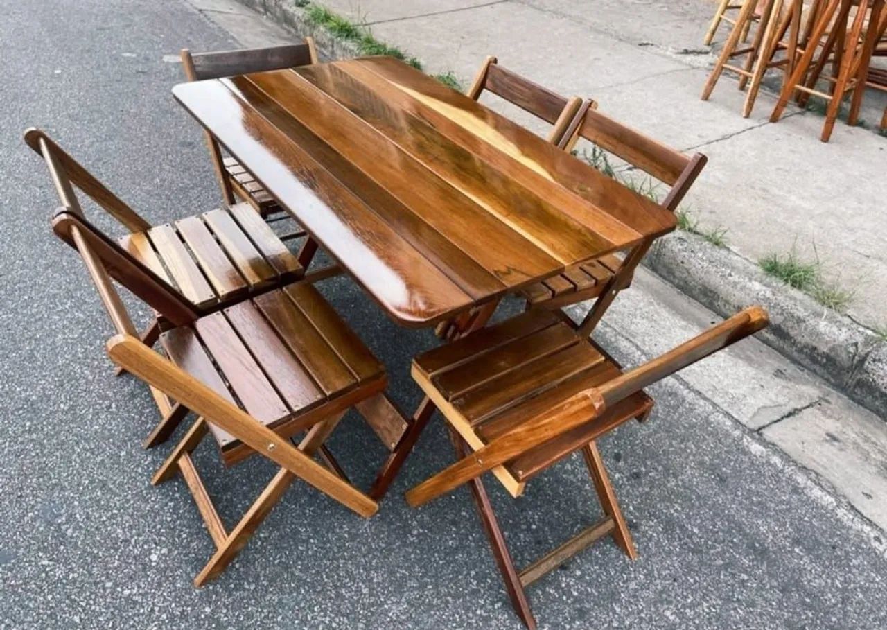 Mesa de madeira maciça Dobráveis para 4 pessoas - Foto 5
