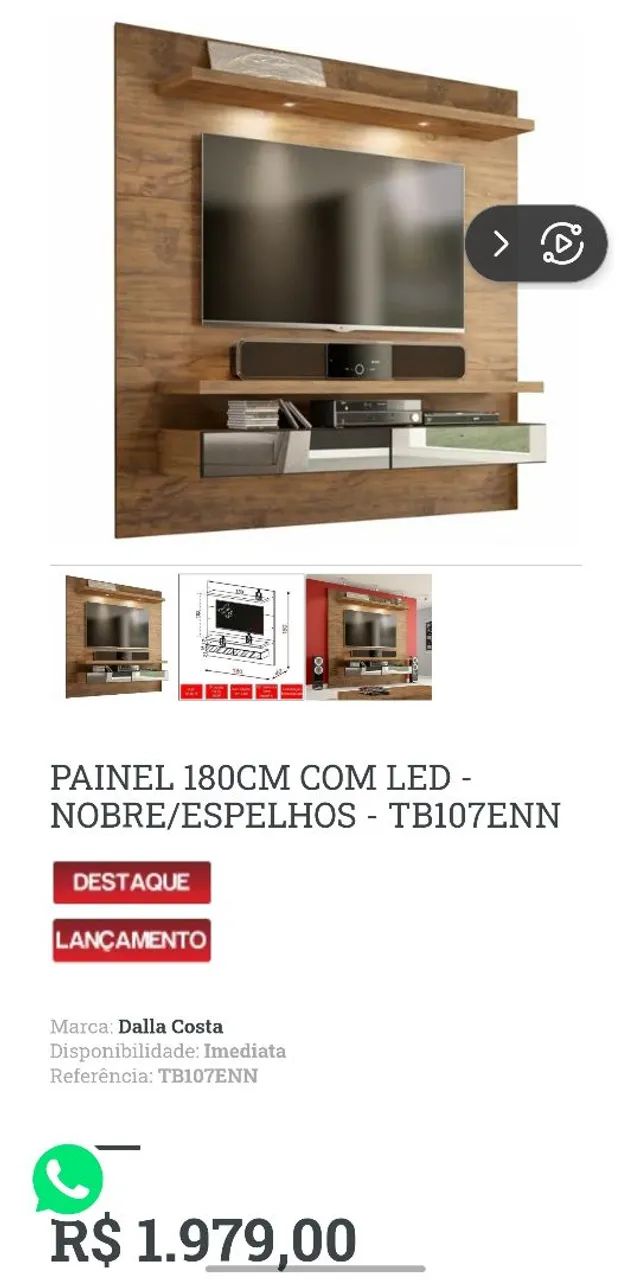 Painel para TV 180cm Dalla Costa - Foto 4