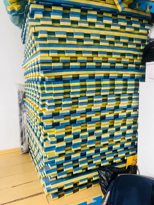 Tatame 1,00 X 1,00 X 40mm Dupla face Azul/Amarelo