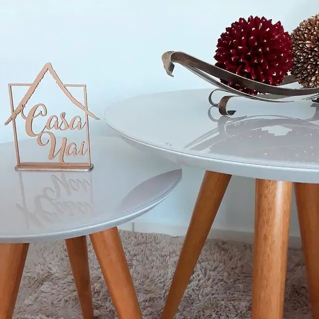 Conjunto de Mesa de apoio Valência com vidro laqueado - Foto 2