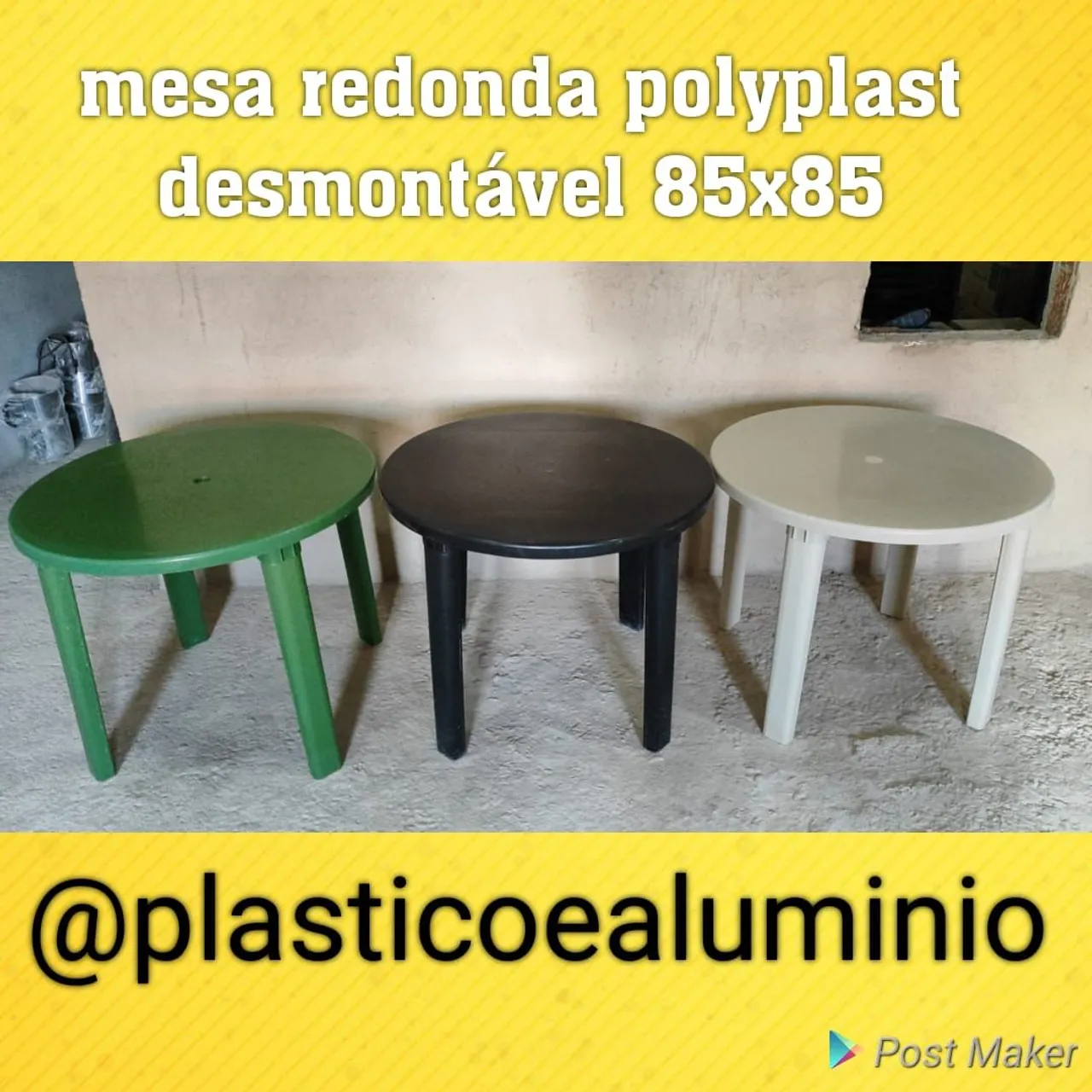 Mesa Redonda Polipropileno Desmontável 85x85