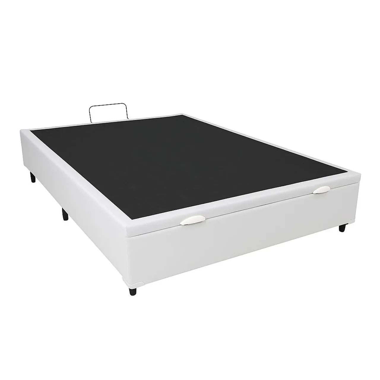 Promoção só hoje Cama box baú casal Corino branco 