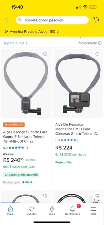 Gopro Suporte de pescoço para câmera - U shape - Telesin - Foto 6