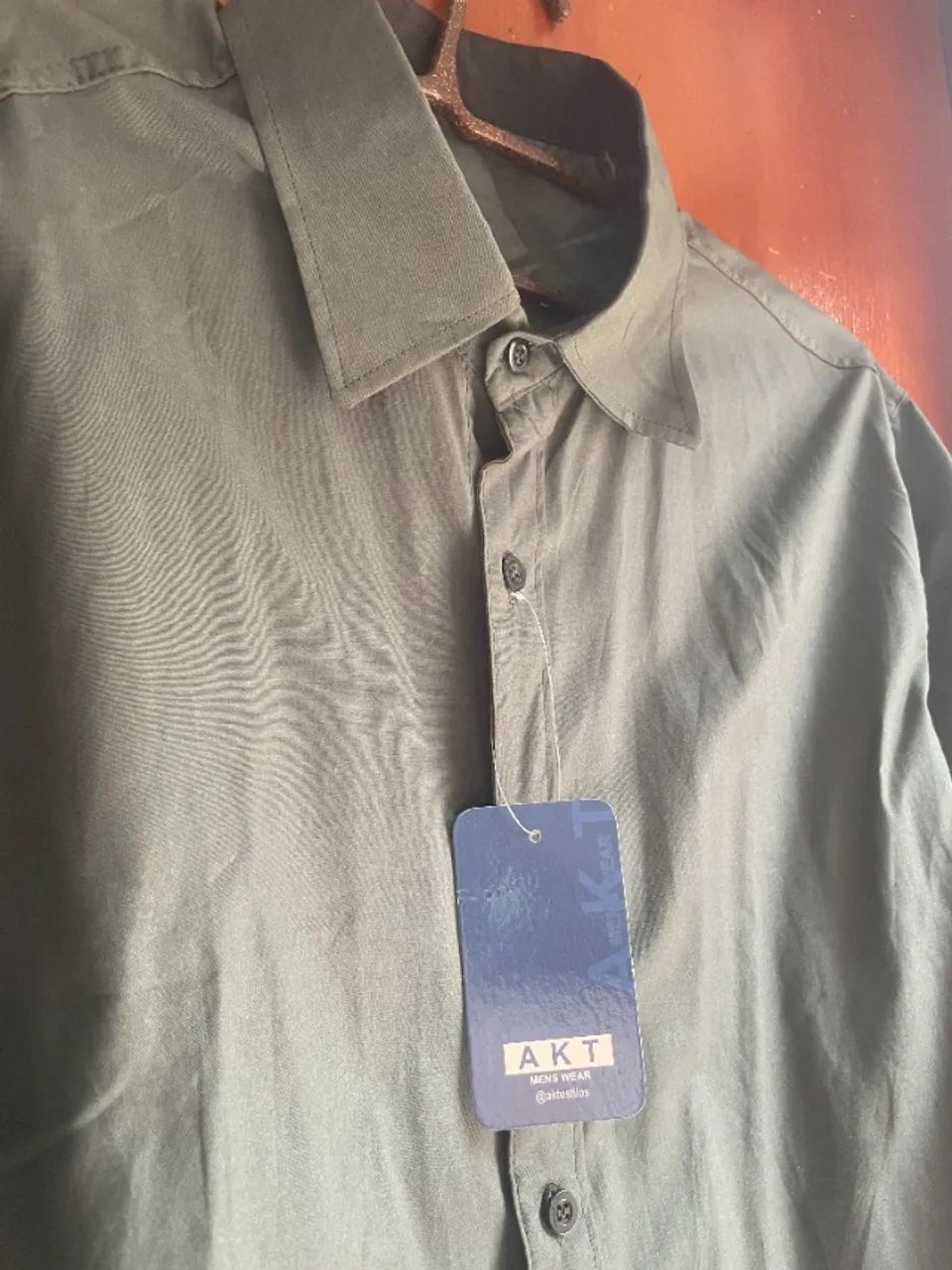 Camisa social masculina verde - Foto 3
