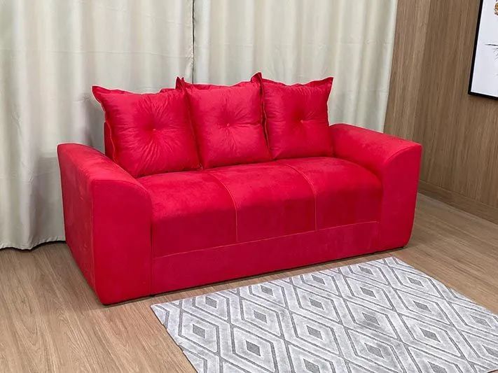 Conjunto de Sofás 3 e 2 Lugares Suede Vermelho  - Foto 2