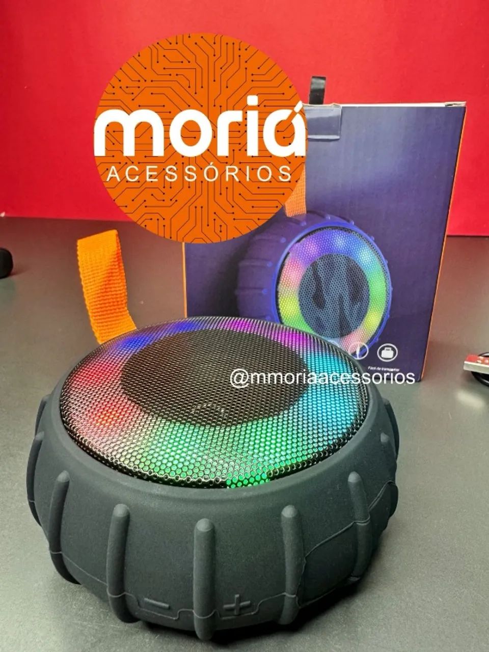 Caixinha De Som Redonda Led Bluetooth Emborrachada Usb 5.0 - Foto 3
