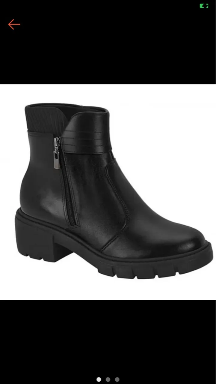 Bota Feminina Cano Curto Preta com Zíper
