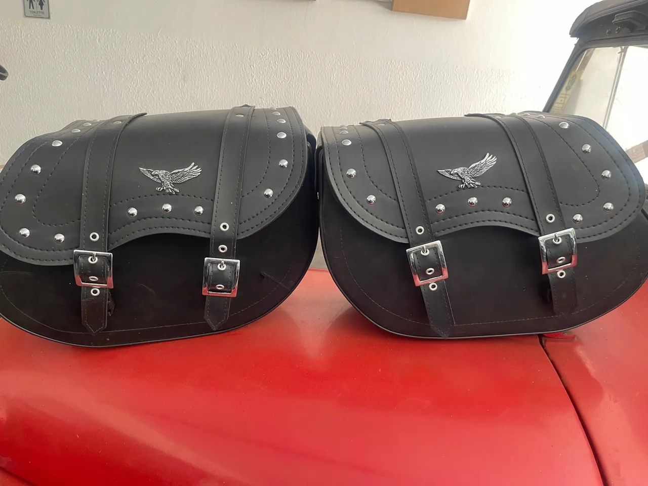 Alforje de Couro para Moto Kit Viagem Mala Alforge Afastador Yamaha Xvs 650 Dragstar  - Foto 2