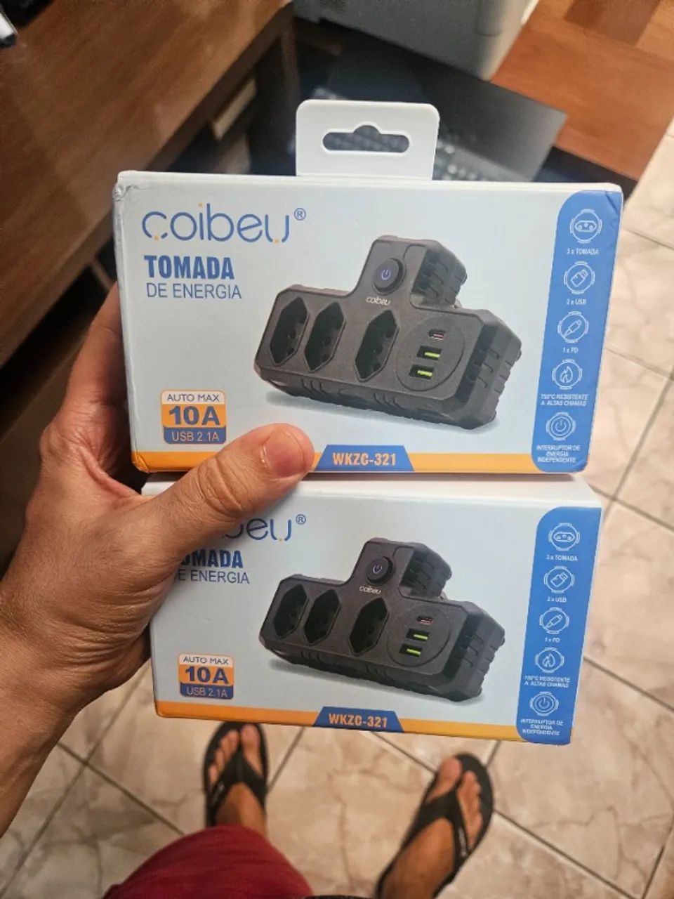 extensão , conector t com 2 usb e 3 plug novo 