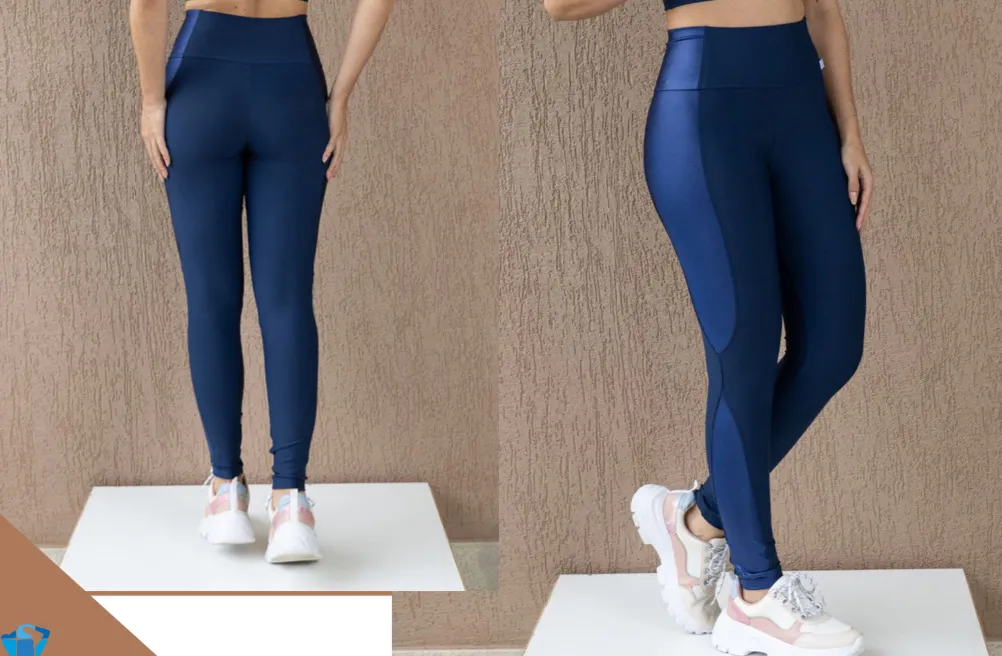Legging Fitness Azul Marinho com Detalhes