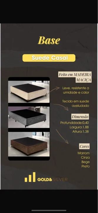 Base Box Suede Casal Madeira Maciça promoção 