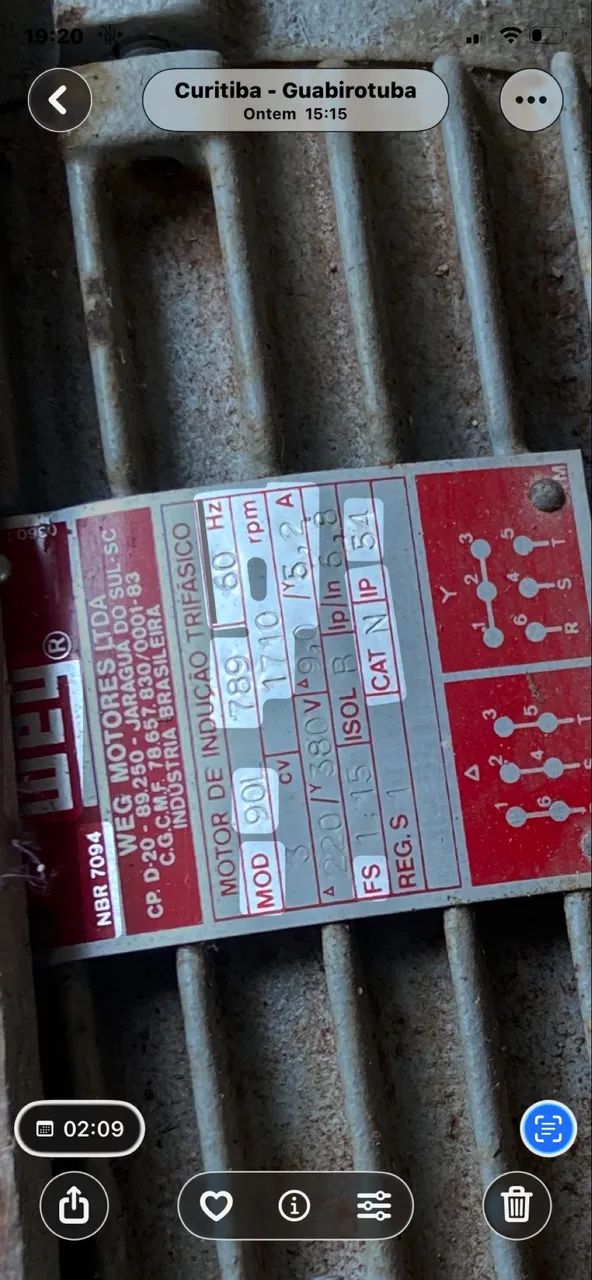 MOTOR DE INDUÇÃO WEG 90L 3 CV na caixa  - Foto 2