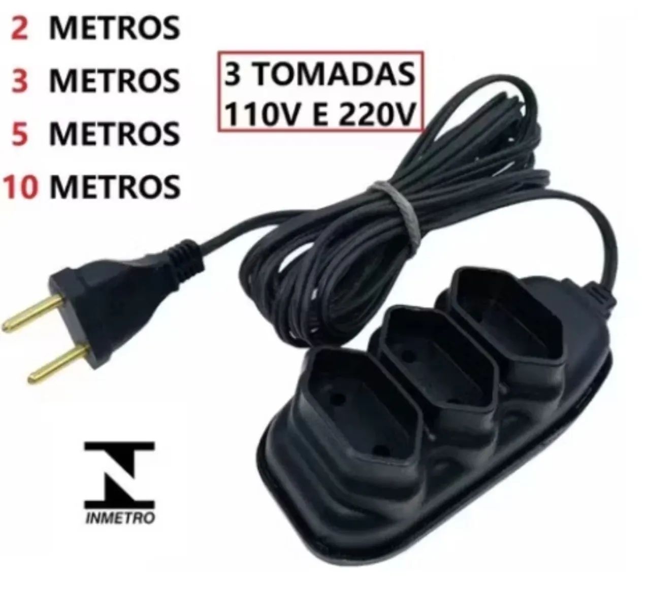 Extensão elétrica 10 metros Extensor com 3 Tomada 110v/220v - Foto 5