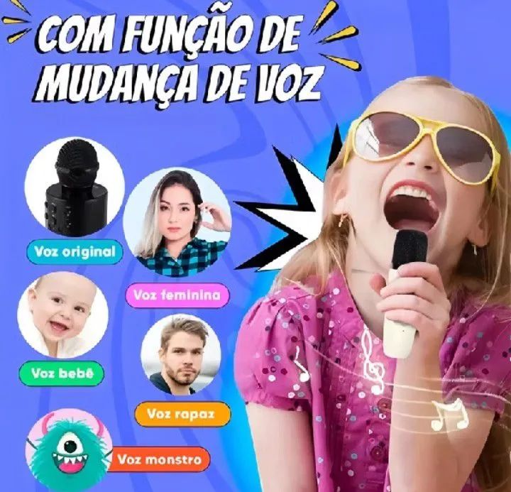 caixa de som Karaoke Com 2 Microfones - Foto 3