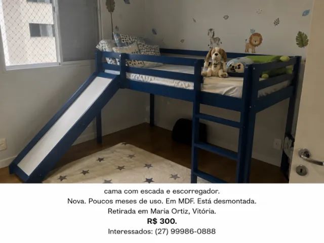 Cama solteiro com escorregador