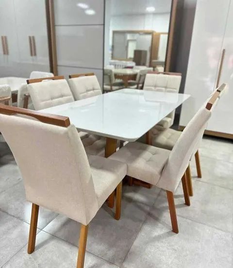 Mesa Jasmim com 6 cadeiras Emilly 