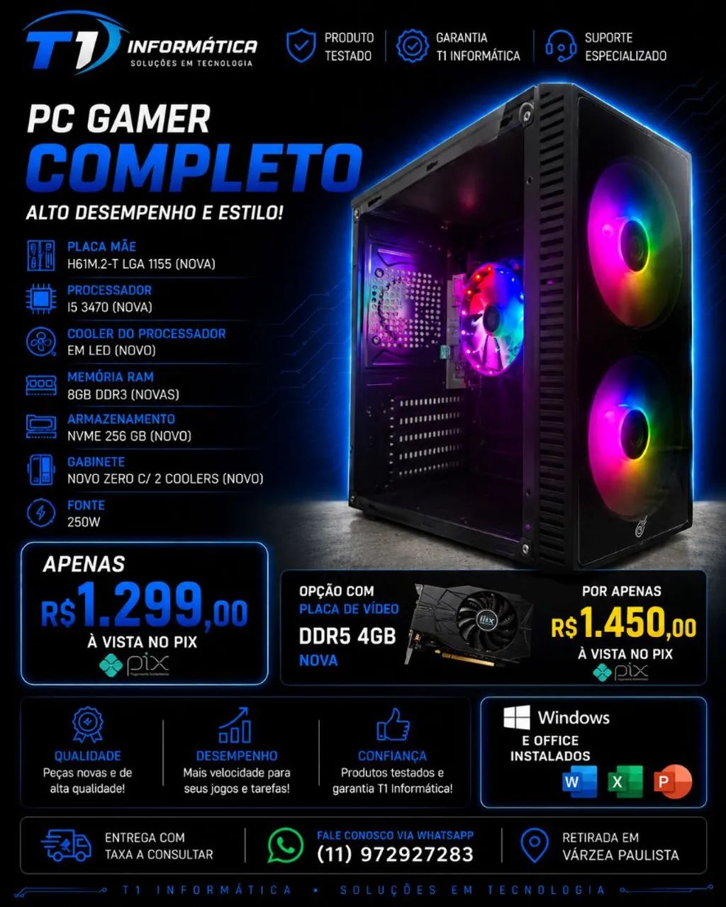 Computador CPU gamer 1299 R$ tudo novos.