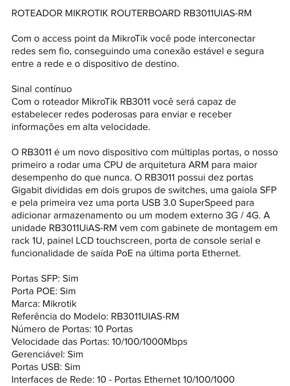 Roteador MikroTik RouterBOARD RB3011UiAS-RM - Foto 3