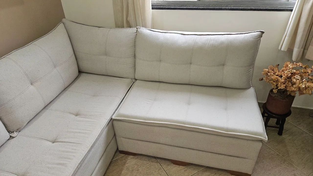 Sofá Canto Modular em L - Cinza claro em linho - Foto 3