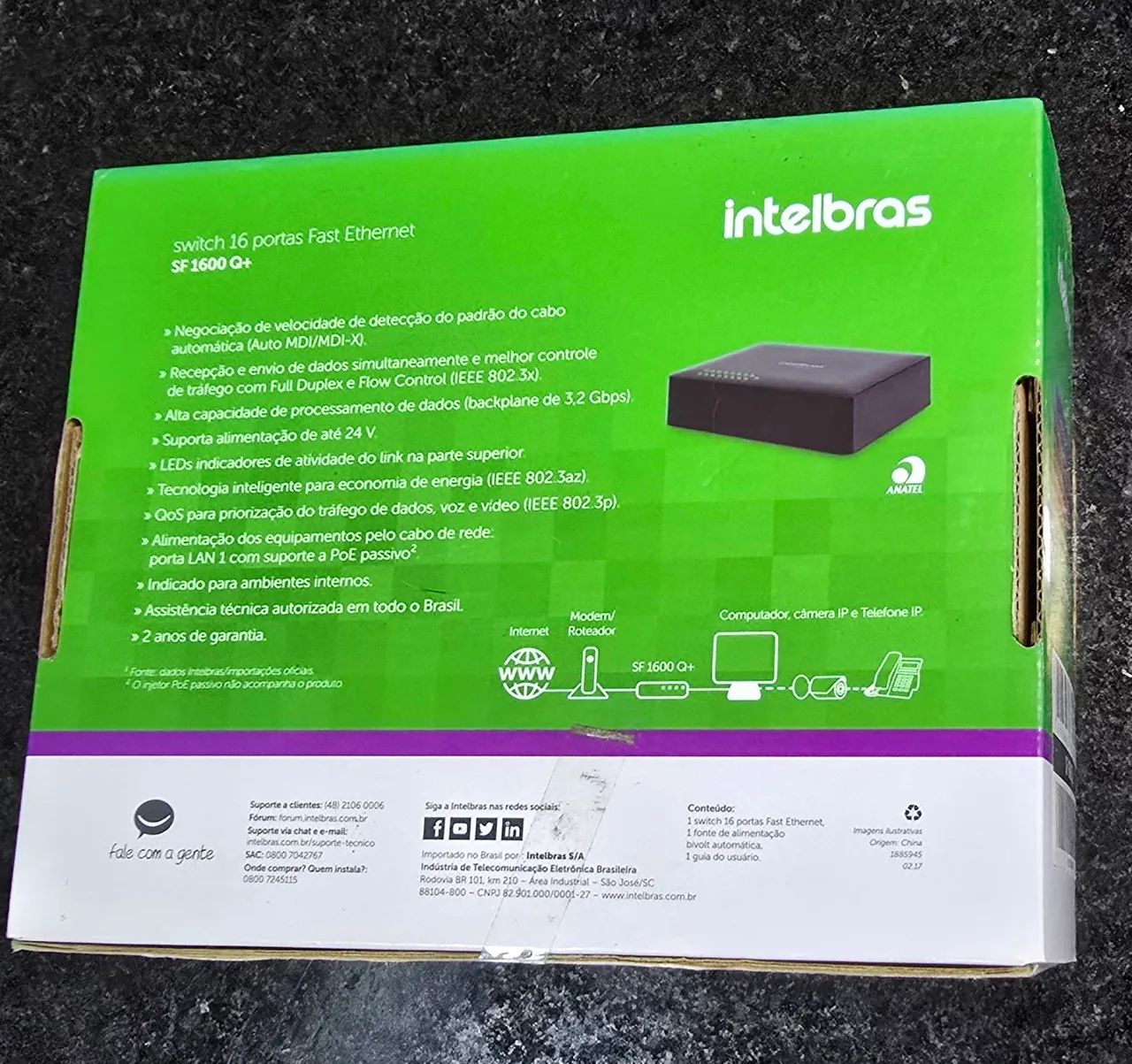Switch 16 Portas SF 1600Q+ intelbras Fast Ethernet 10/100 Nova Lacrada - Foto 4