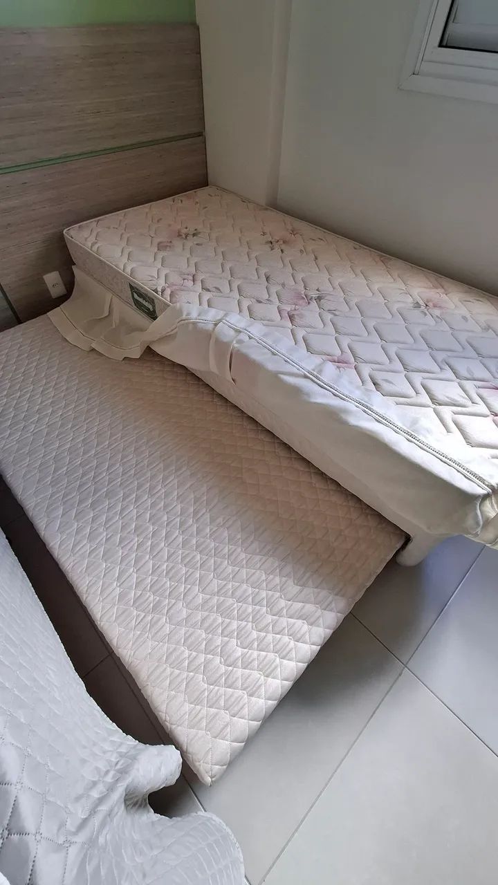 Cama box e auxiliar e colchão solteiro  - Foto 5