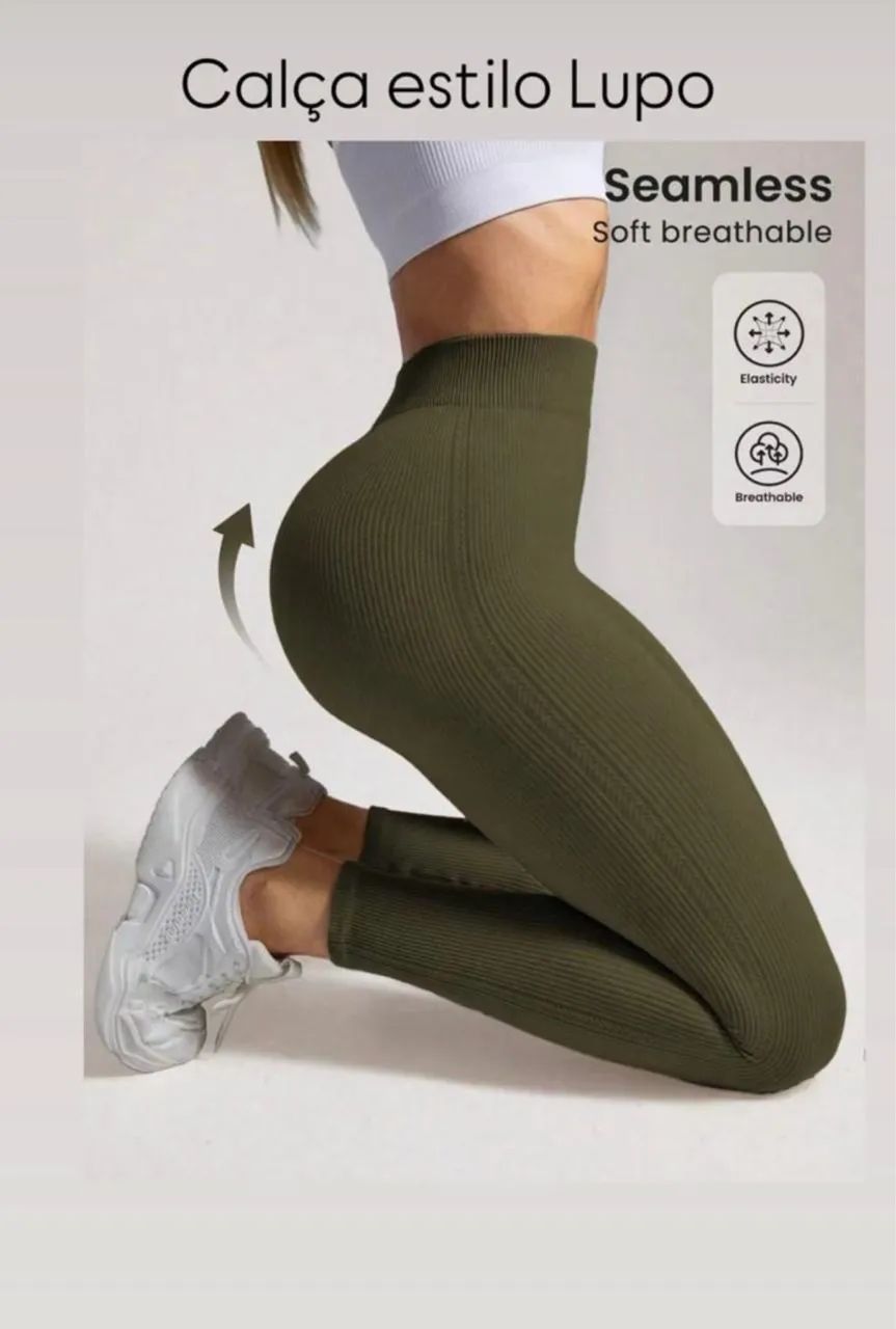 Calça legging canelada 
