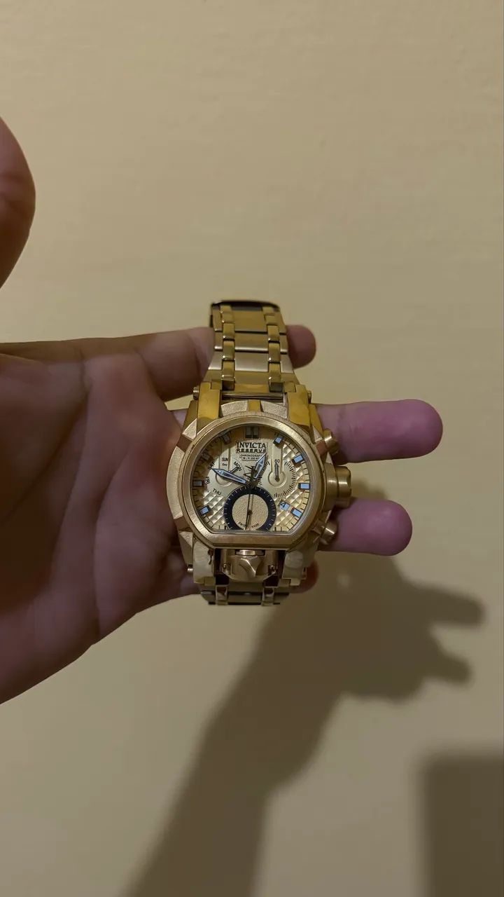  Relógio Invicta Zeus (Bolt / Reserve)  original Dourado +corrente 18k