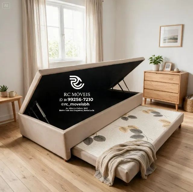 Cama Box Baú Solteiro com Auxiliar 88x1,88 D33 Suede Chocolate - Foto 3