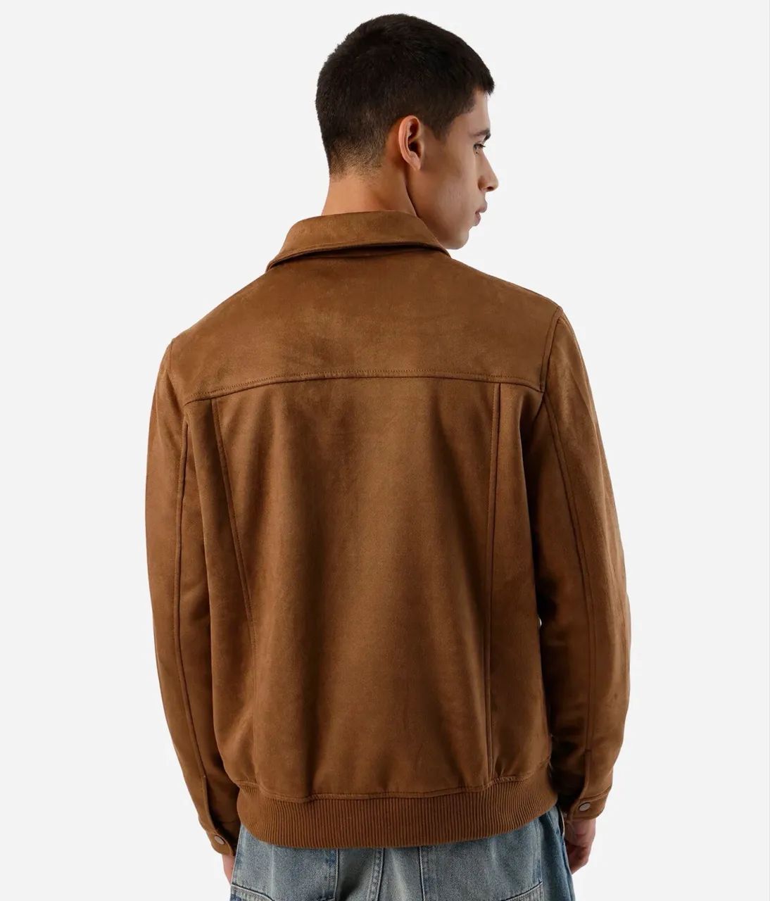 Jaqueta Bomber suede marrom P - Foto 3