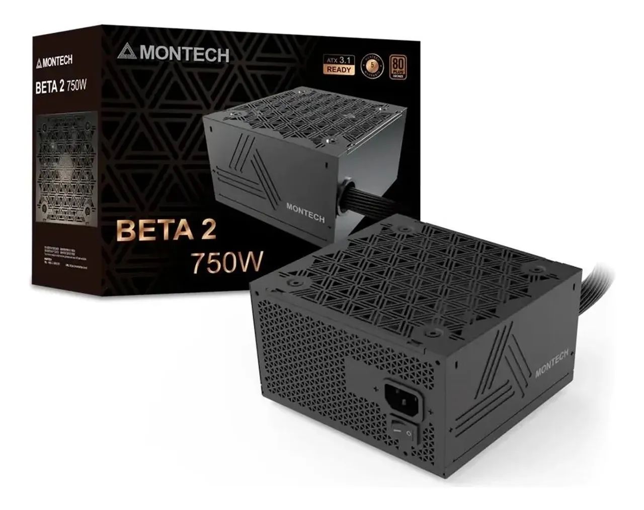 Fonte Montech Beta 2 750W | 80 Plus Bronze, ATX 3.1, DC-DC LACRADO 