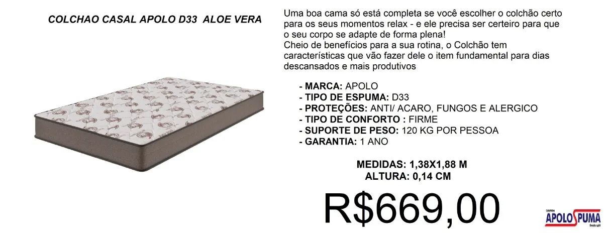 Colchão casal d33 espuma - temos a pronta entrega 
